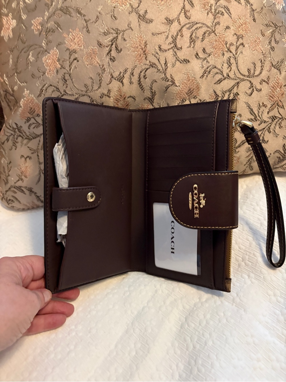 Coach Khaki Signature Disco Star Wristlet - Picture 2 of 7